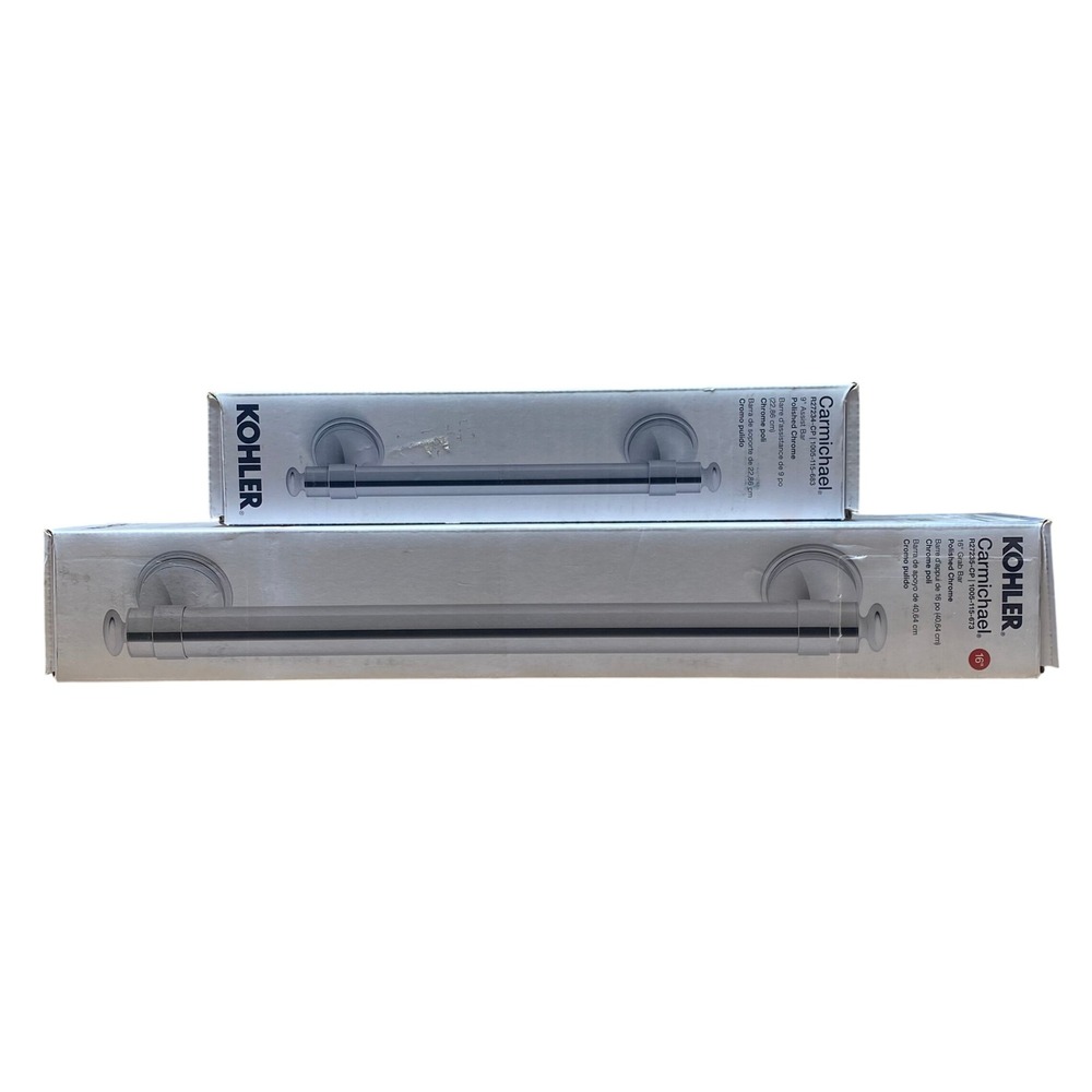 Kohler Carmichael Polished Chrome Grab Bar Set 16" R27235-CP & 9" R27234-CP NEW